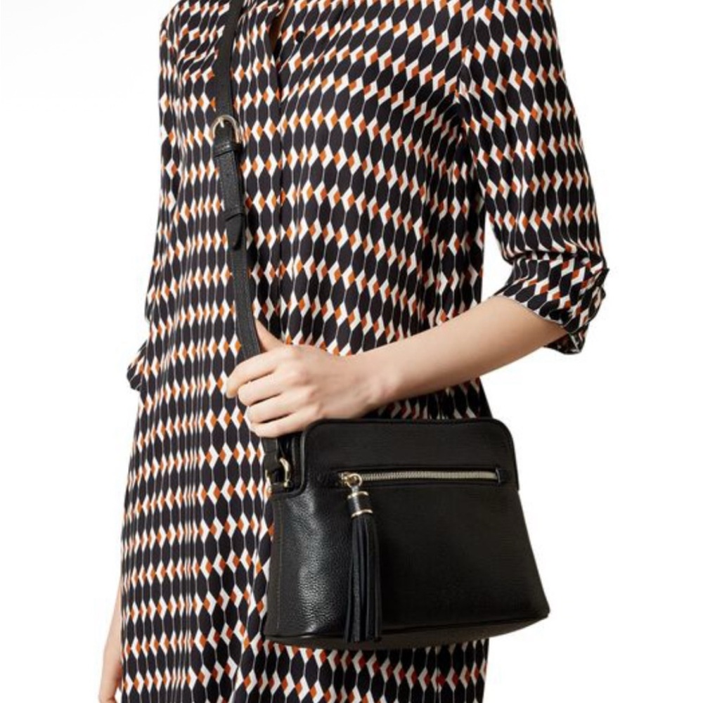 Hobbs London Helmsley Black satchel/ Crossbody Bag with Tassel.